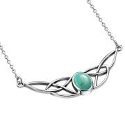 Turquoise Celtic Knot Silver Necklace 40cm / 15.5 Inch